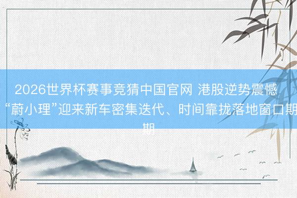 2026世界杯赛事竞猜中国官网 港股逆势震憾  “蔚小理”迎来新车密集迭代、时间靠拢落地窗口期