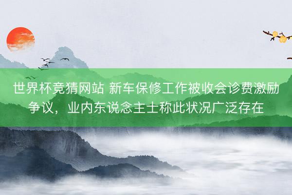 世界杯竞猜网站 新车保修工作被收会诊费激励争议，业内东说念主士称此状况广泛存在