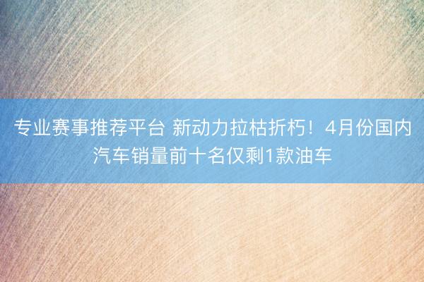 专业赛事推荐平台 新动力拉枯折朽！4月份国内汽车销量前十名仅剩1款油车