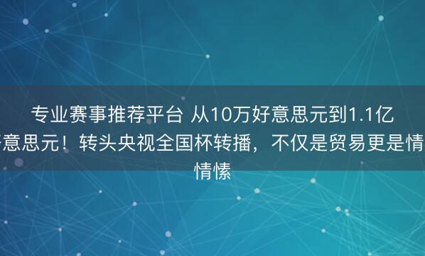专业赛事推荐平台 从10万好意思元到1.1亿好意思元！转头央视全国杯转播，不仅是贸易更是情愫