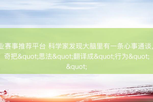 专业赛事推荐平台 科学家发现大脑里有一条心事通谈， 稀奇把"思法"翻译成"行为"