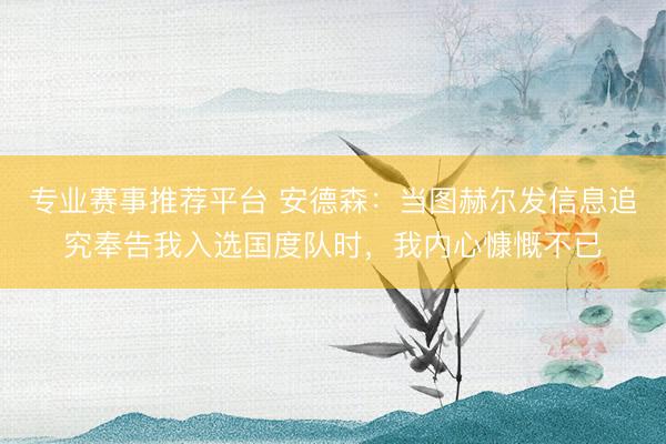 专业赛事推荐平台 安德森：当图赫尔发信息追究奉告我入选国度队时，我内心慷慨不已