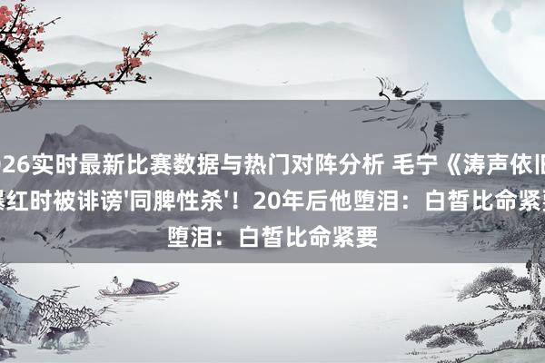 2026实时最新比赛数据与热门对阵分析 毛宁《涛声依旧》爆红时被诽谤'同脾性杀'!20年后他堕泪:白皙比命紧要